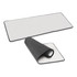 A Jumbo Desk Mat in white with a black border, displayed flat and rolled up partially to show both sides.
