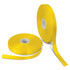 Two rolls of 15mm personalised ribbon in bright yellow, showcasing a smooth, glossy finish. One roll is partially unspooled.
