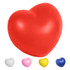 A red heart-shaped stress ball with smaller versions in white, pink, yellow, and blue underneath.