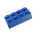 A blue stress building block shaped like a classic toy block, featuring rounded studs on top and a smooth surface.