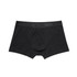 Black men's briefs with a logo waistband, featuring a fitted design and a short leg cut.