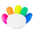 A highlighter set in the shape of a hand with orange, yellow, green, blue, and pink tips, featuring a white base.