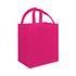 A bright pink tote bag with two sturdy handles and a simple design. It features a plain exterior without additional details.