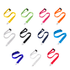 A collection of 12 flat ribbed lanyards in various colours including yellow, green, pink, and blue, each with a clip.