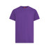 A purple T-Shirt with short sleeves and a round neck, featuring a logo on the inside.