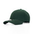 A green cap with a curved brim, featuring a logo on the side.