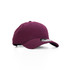 A maroon cap featuring a curved brim and an adjustable strap at the back, with a logo on the front.