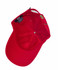 A red cap featuring a logo, with an open interior view showcasing its lining and inner structure.