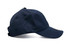 A navy blue cap with a curved brim and adjustable strap, featuring a logo on the front.