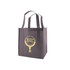 A large black reusable shopping bag with two handles and a gold logo on one side.