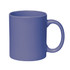 A coloured stoneware mug in purple with a C-handle, designed for beverage use. It features a smooth finish and has a logo.