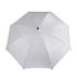 A large, white golf umbrella with a solid canopy and a central black handle.