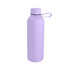 A drink bottle in lavender with a screw-top lid and a carrying loop, featuring a small logo.