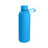 A drink bottle in a vibrant blue colour with a carry handle and a smooth, matte finish.