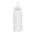 A drink bottle in white with a screw-on lid and a handle, designed for vacuum insulation. Features a logo.