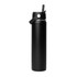 A drink bottle in sleek black, featuring a rotating carry handle lid and a logo. Ideal for hydration on the go.