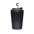 A drink bottle in matte black with a double-walled design and a lid featuring a hook.
