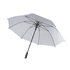 A large white golf umbrella with a black handle and frame, featuring a sturdy design for outdoor use.