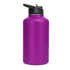 A drink bottle in vibrant purple with a flip top lid and a sleek design, featuring a logo.