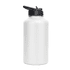 A drink bottle in matte white with a black flip top lid, featuring a simple, sleek design.