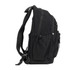 A black Mono Backpack with multiple compartments and adjustable straps, featuring a logo.