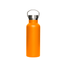 A drink bottle with a metal lid, featuring a vibrant orange finish and a sleek design.