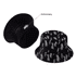 A black bucket hat featuring an all-over sublimation design with white embroidered accents.