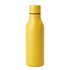 A drink bottle in vibrant yellow, featuring a sleek design and a small branding logo on the side.