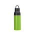 A drink bottle featuring a black lid and a vibrant green body, designed as a double wall vacuum flask.