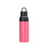 A drink bottle in pink and black, featuring a double wall design and a handle for easy carrying.