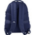 A navy blue backpack featuring padded shoulder straps and a logo on the back.