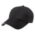 A black cap featuring a sandwich peak design, with a contrasting trim and a logo on the front.
