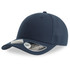 A navy blue cap featuring a curved visor and a logo on the side.