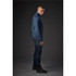 A men's quilted thermal shell jacket in navy blue, featuring a high collar and a fitted design. It has a logo present.