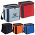 A large cooler bag available in red, black, blue, orange, and grey, featuring a logo on one side.