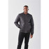 A men's thermal jacket in dark grey with a quilted design and a front zipper. Features a branding logo.