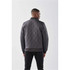 A men's quilted thermal jacket in dark grey, featuring a simple design and a logo on the back.