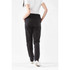 Women's black performance pants with a fitted design, featuring pockets and a logo. Suitable for track and casual wear.