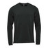 A long sleeve tee in dark green featuring a round neck and a simple design. It has a branding logo.