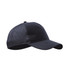 A black trucker cap featuring a solid front and mesh back, with an adjustable strap and a logo.