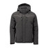 A men's thermal jacket in dark grey with a hood, featuring zippered pockets and a subtle logo.