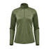 A green women's Milano 1/4 zip pullover with long sleeves and a high collar. Features a front zip and a logo.