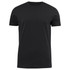 A black men's crew neck T-shirt with a simple design, featuring a small logo at the hem.