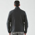 A men's softshell jacket in dark grey, featuring a collar and a sleek back design. It has a logo.