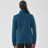 A 1/4 zip pullover in teal with a textured pattern, featuring a high collar and long sleeves.