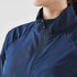 A navy blue women's anorak featuring a 1/4 zip and high collar, designed for rain protection.