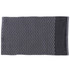 A grey gym towel featuring a textured zigzag pattern and a convenient pocket. It has a logo in one corner.