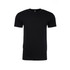 A black men's CVC crew t-shirt with short sleeves and a standard fit. It features a logo on the label.