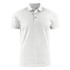 A light grey cotton polo shirt featuring a collar and three-button placket, with a logo on the chest.