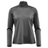 A women's long sleeve quarter zip jumper in dark grey with a sleek design and a logo on the chest.